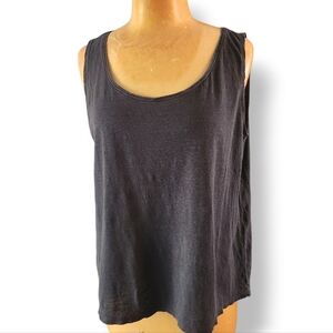 Eileen Fisher Organic Linen Jersey Tank L Graphite
